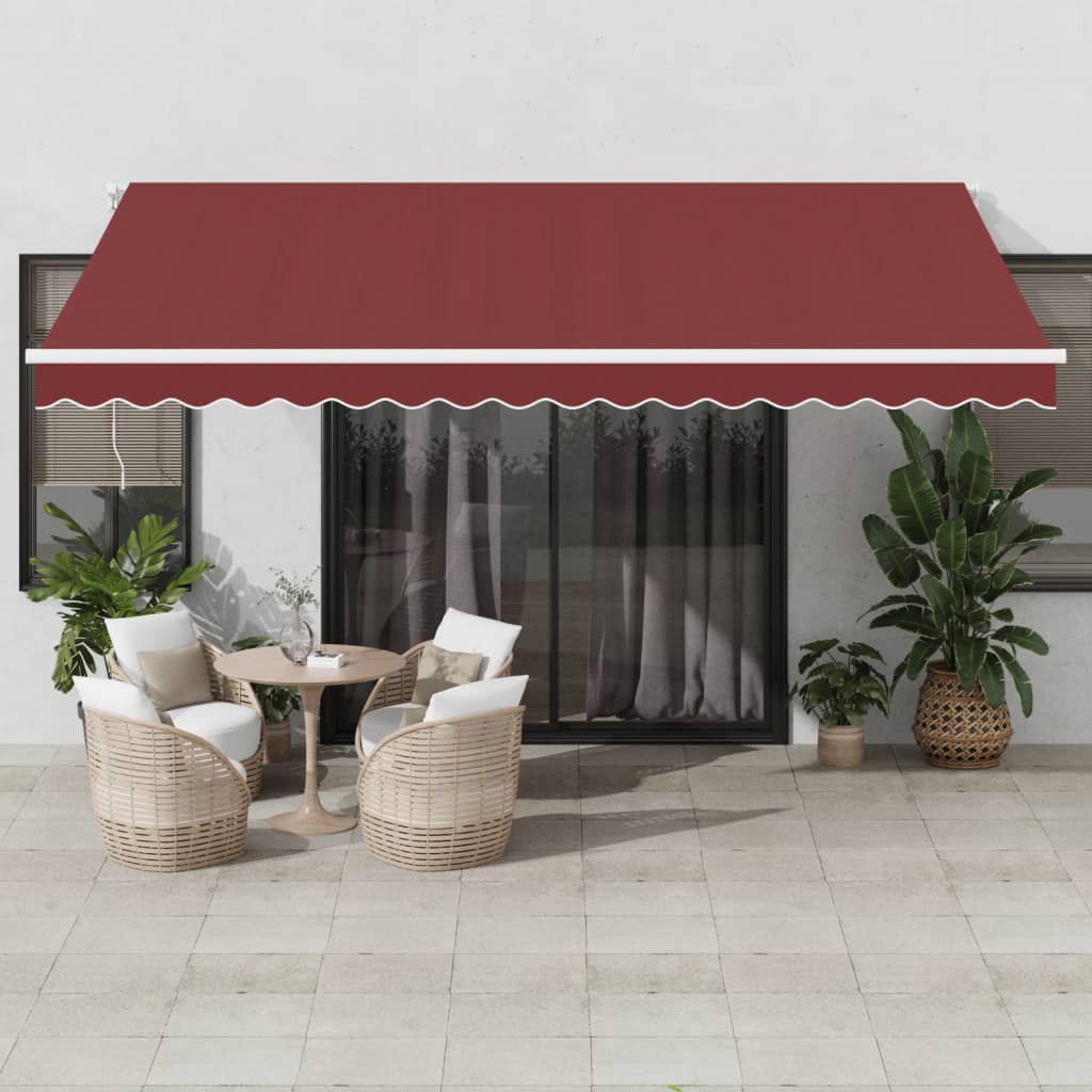 Manual Retractable Awning 450x350 cm with White Frame Burgundy