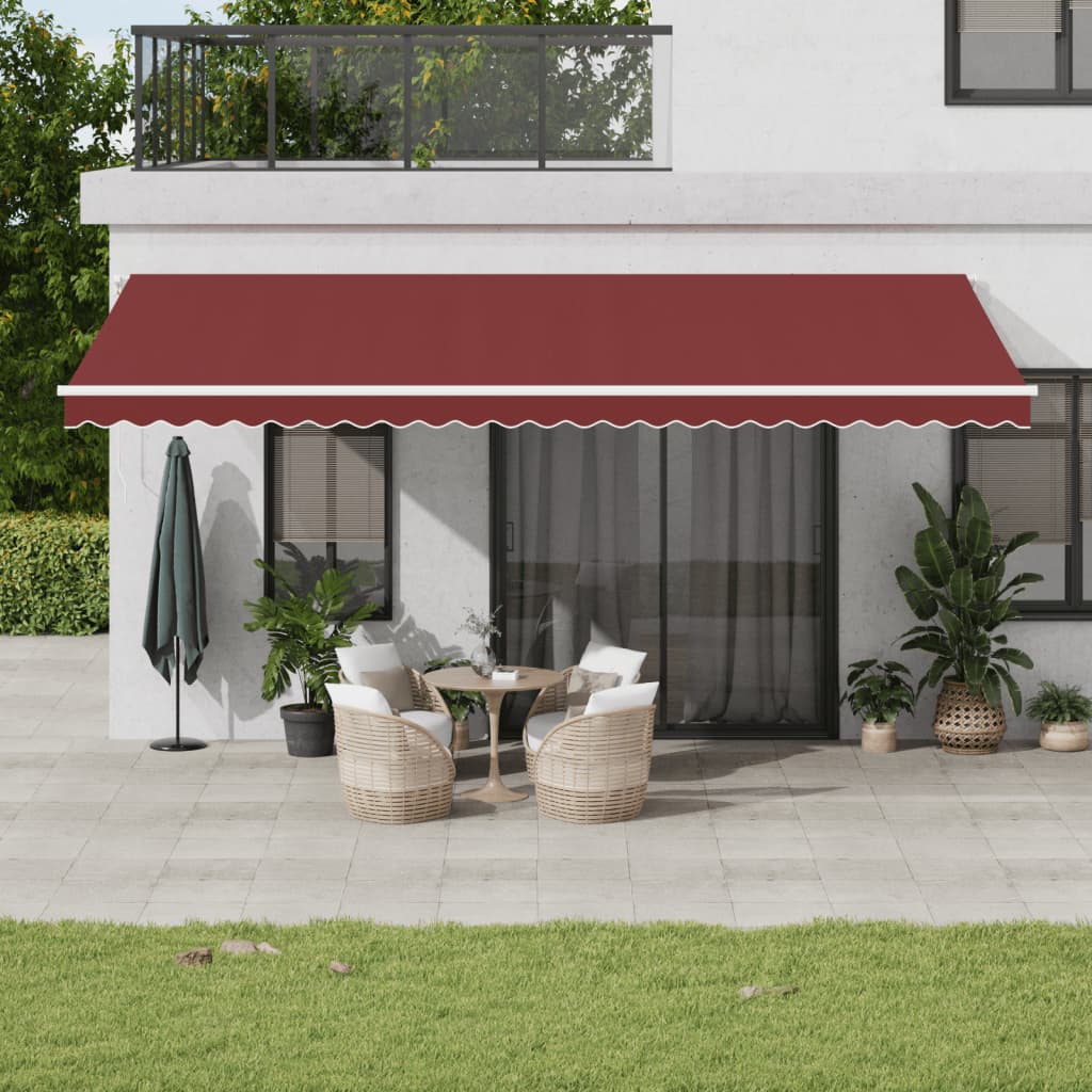 Manual Retractable Awning 600x350 cm with White Frame Burgundy