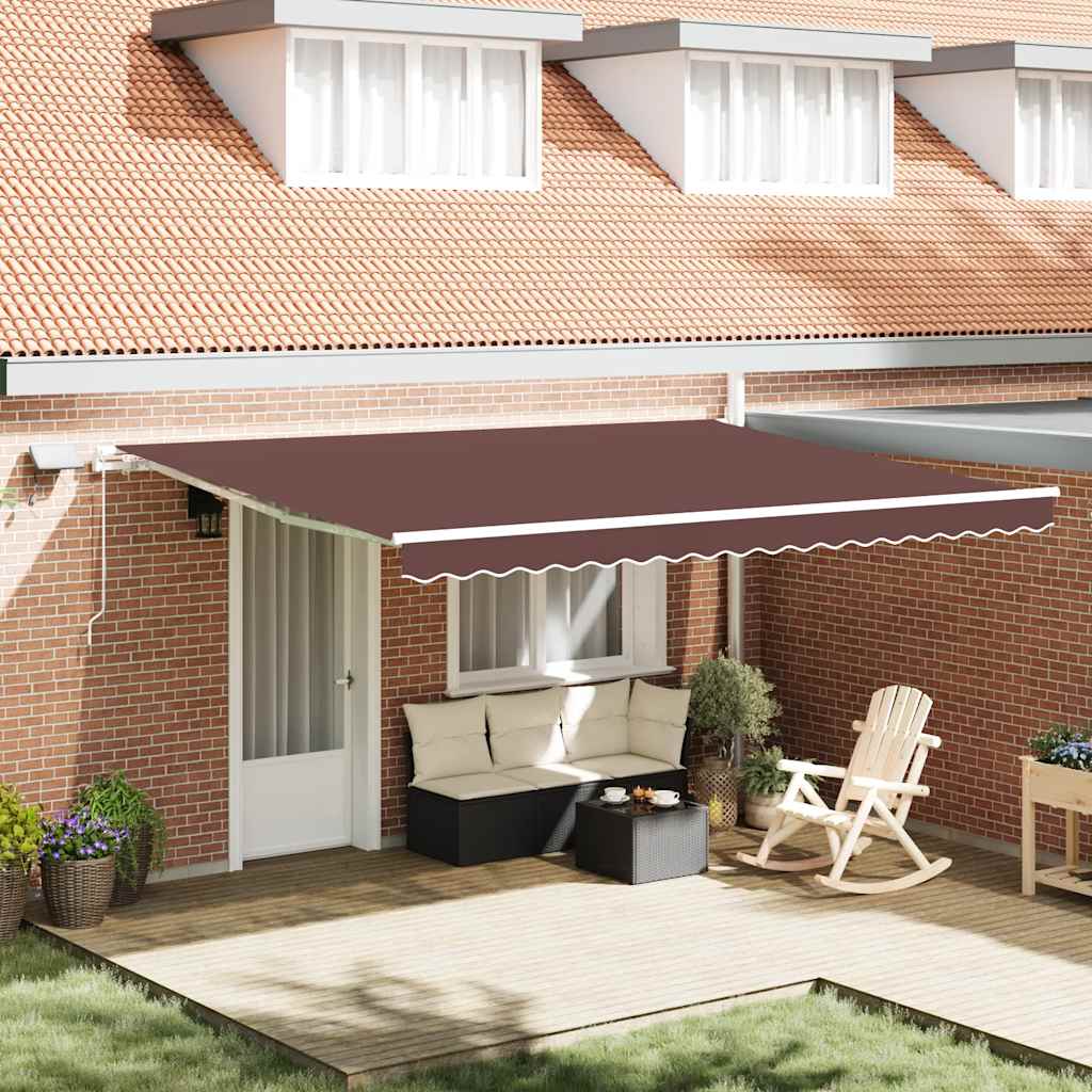 Manual Retractable Awning 450x300 cm with White Frame Brown
