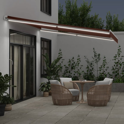 Manual Retractable Awning 400x350 cm with White Frame Brown