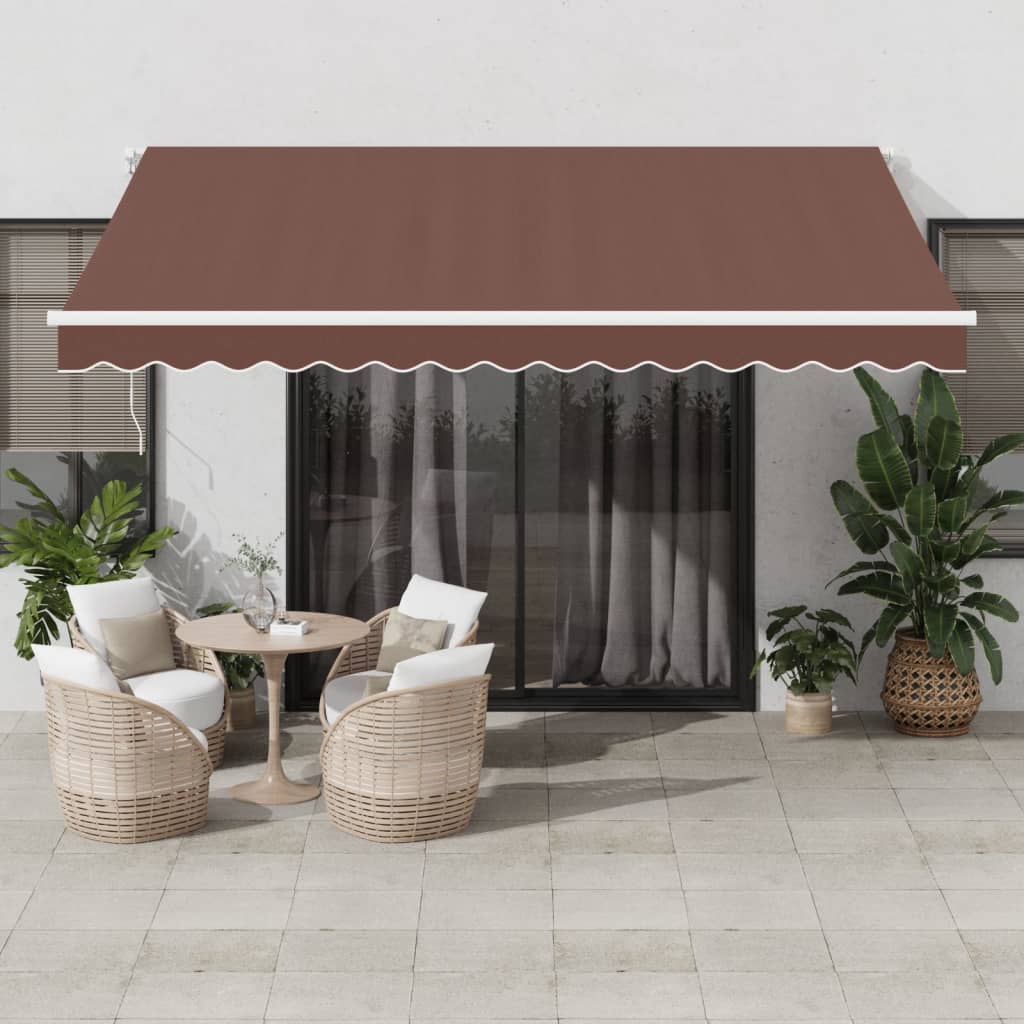 Manual Retractable Awning 400x350 cm with White Frame Brown