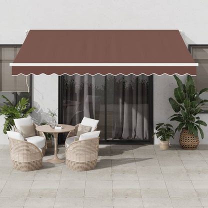 Manual Retractable Awning 400x350 cm with White Frame Brown