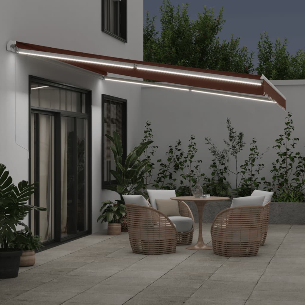 Manual Retractable Awning 450x350 cm with White Frame Brown