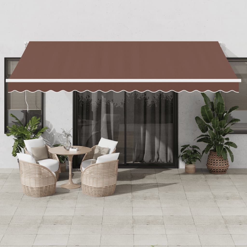 Manual Retractable Awning 450x350 cm with White Frame Brown
