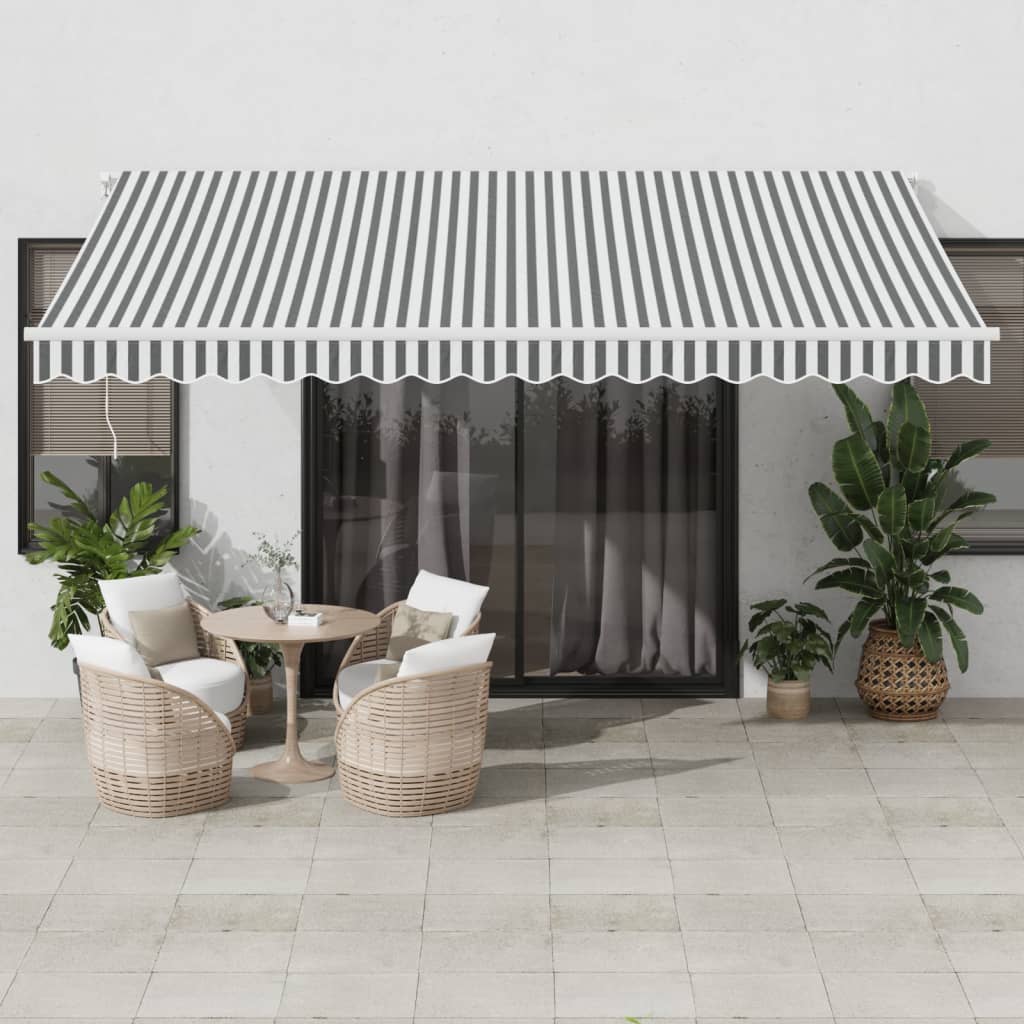 Manual Retractable Awning 450x350 cm with White Frame Anthracite and white