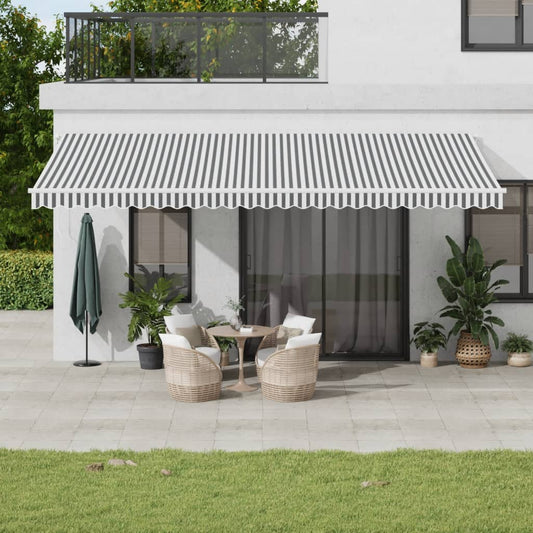 Manual Retractable Awning 600x350 cm with White Frame Anthracite and white
