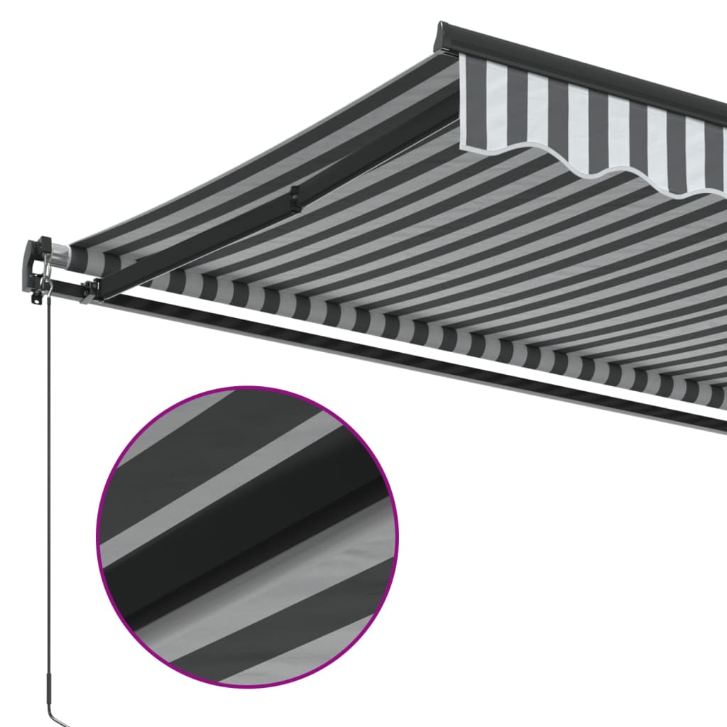vidaXL Manual Retractable Awning Anthracite and White 400x350 cm 6