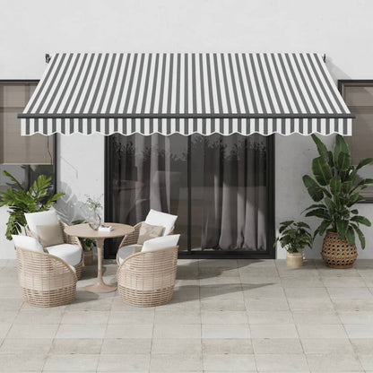 vidaXL Manual Retractable Awning Anthracite and White 400x350 cm 1