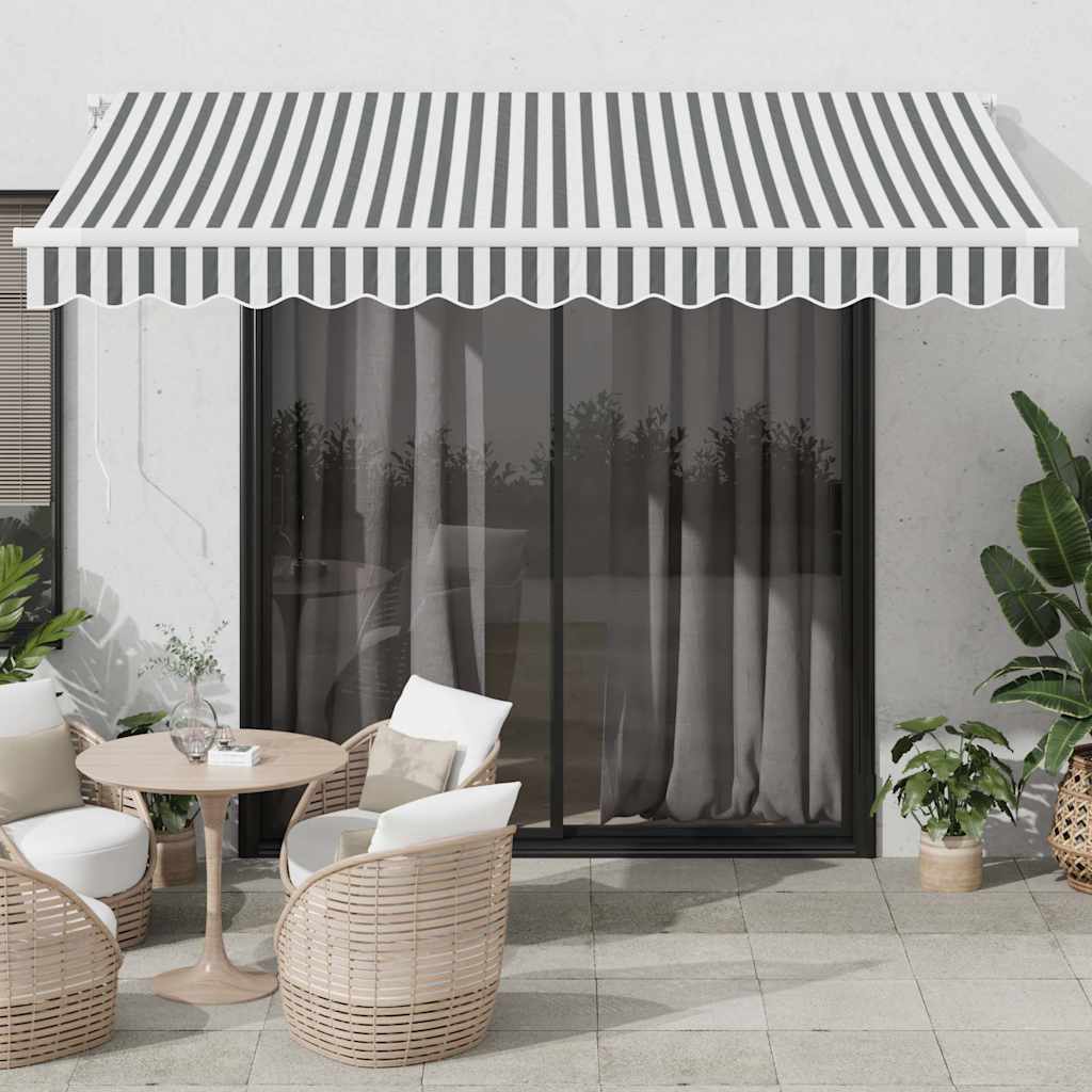 vidaXL Manual Retractable Awning Anthracite&White 350x250 cm 1