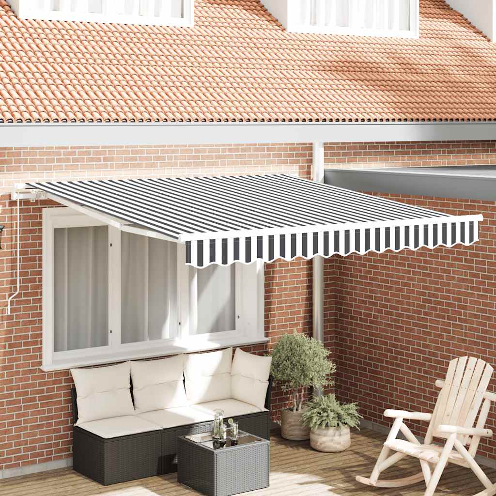 vidaXL Manual Retractable Awning Anthracite&White 300x250 cm 1