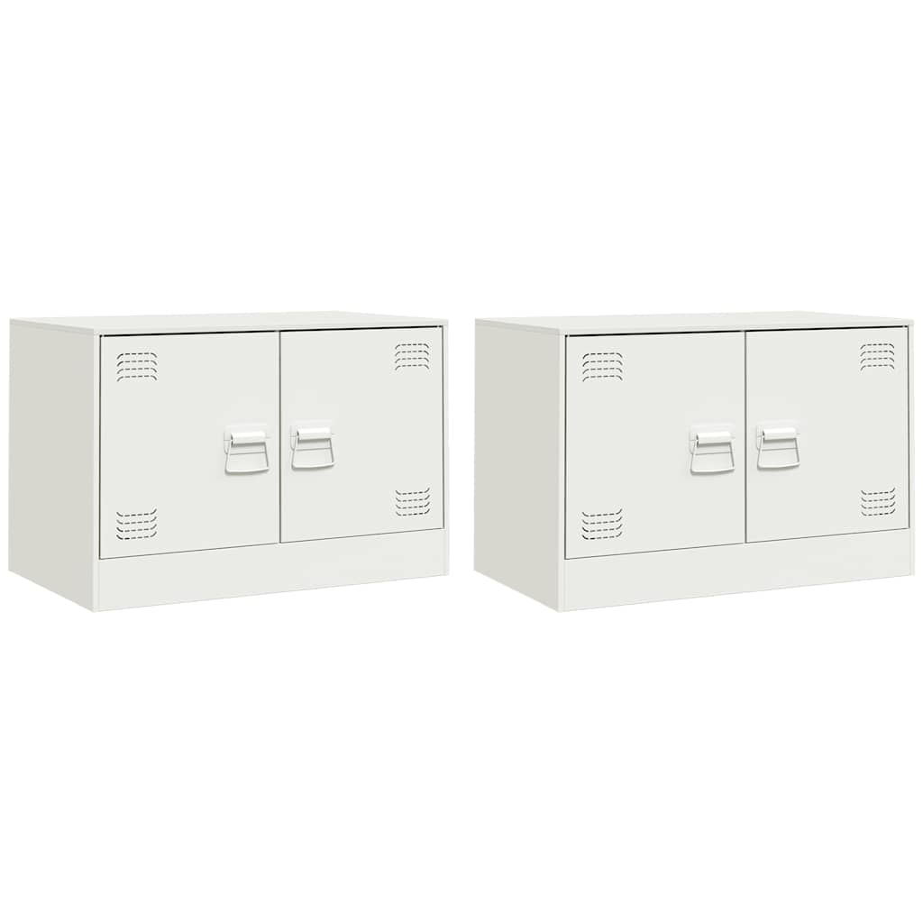 TV Cabinet 67x39x44 cm Steel White 2