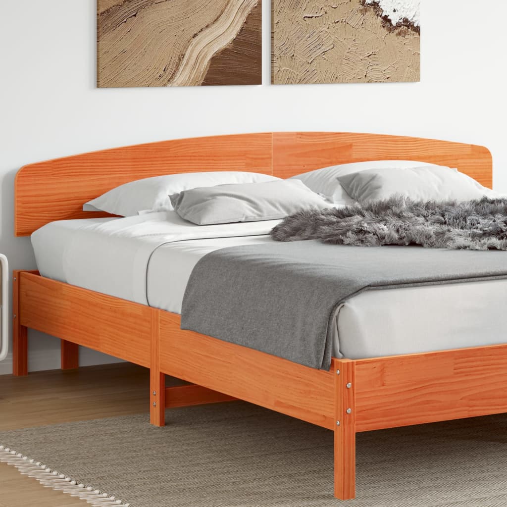 Headboard Solid Wood Pine Wax brown 200 cm