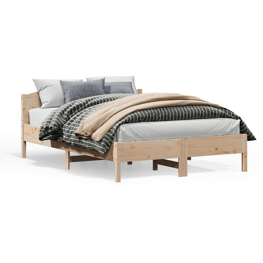 Bed Frame without Mattress Solid Wood Pine Length 200 cm Natural 140 cm