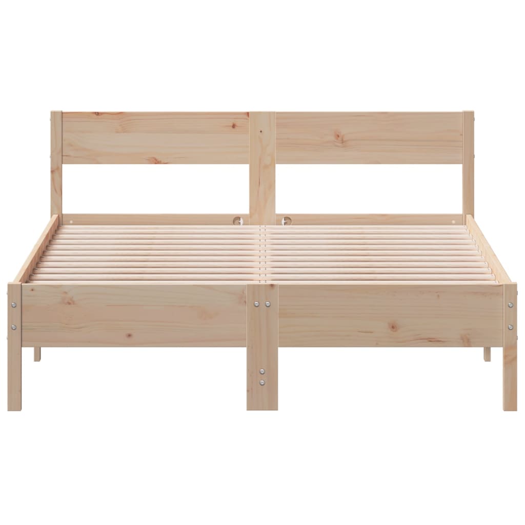 Bed Frame without Mattress Solid Wood Pine Length 200 cm Natural 140 cm