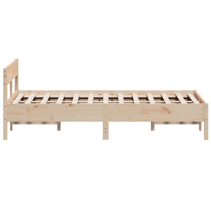 Bed Frame without Mattress Solid Wood Pine Length 200 cm Natural 140 cm