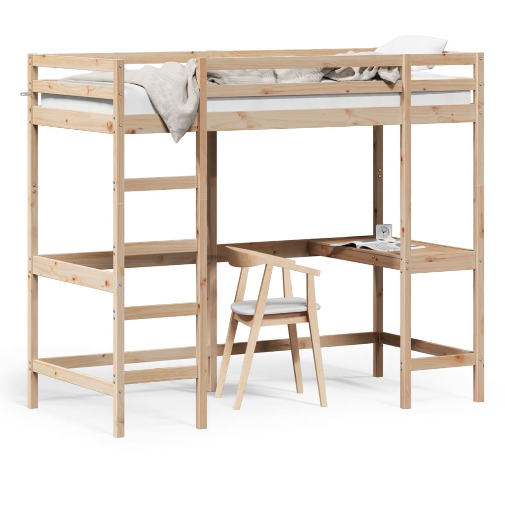vidaXL Loft Bed without Mattress 100x200 cm Solid Wood Pine 2