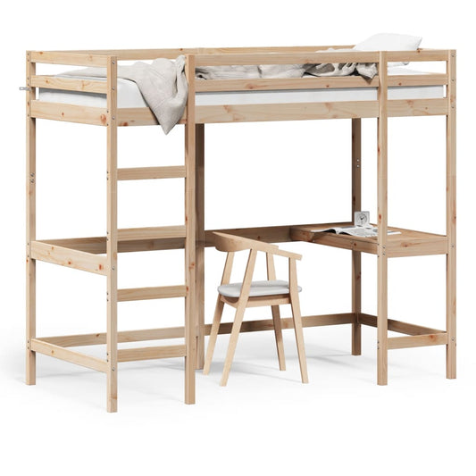 vidaXL Loft Bed without Mattress 100x200 cm Solid Wood Pine 2