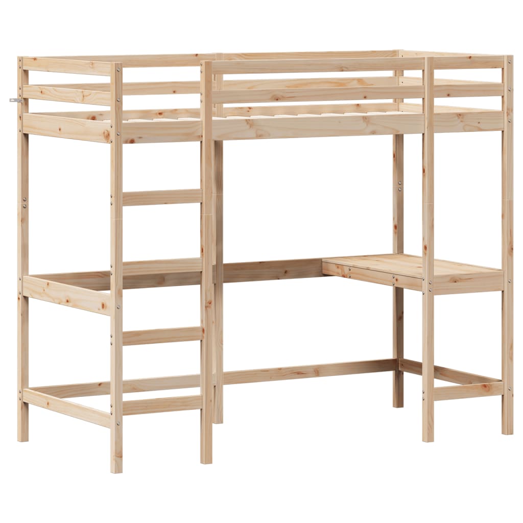 vidaXL Loft Bed without Mattress 100x200 cm Solid Wood Pine 3