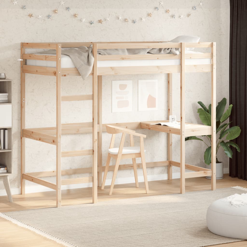 vidaXL Loft Bed without Mattress 100x200 cm Solid Wood Pine 1