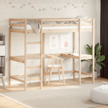 vidaXL Loft Bed without Mattress 100x200 cm Solid Wood Pine 1