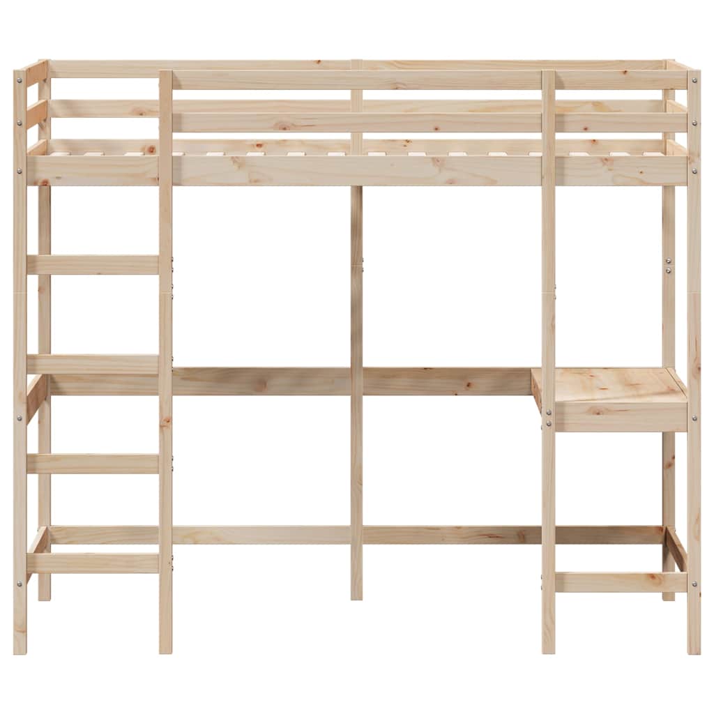vidaXL Loft Bed without Mattress 90x200 cm Solid Wood Pine 4