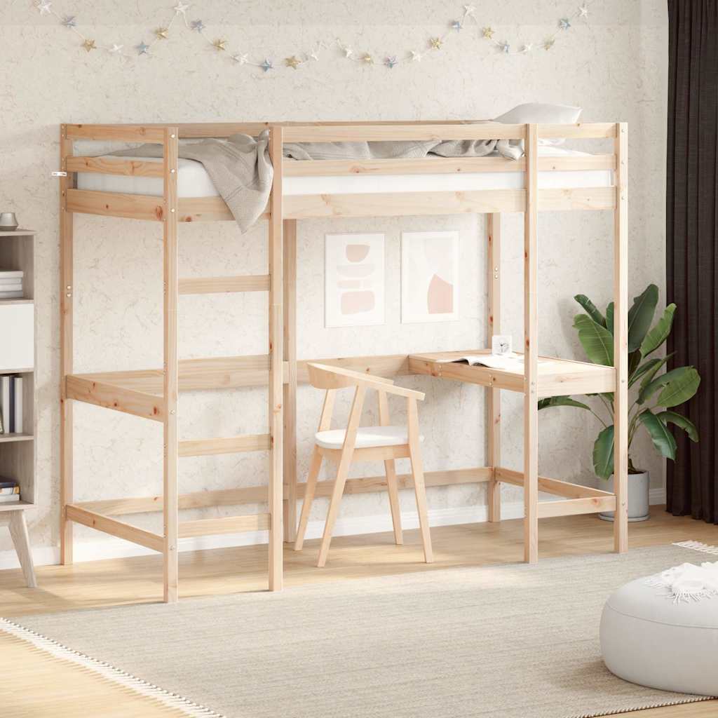 vidaXL Loft Bed without Mattress 90x200 cm Solid Wood Pine 1