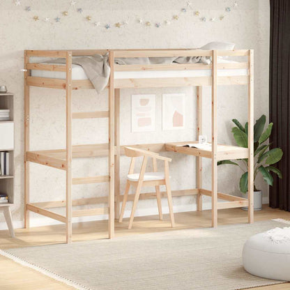 vidaXL Loft Bed without Mattress 90x200 cm Solid Wood Pine 1