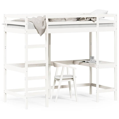 vidaXL Loft Bed without Mattress White 90x200 cm Solid Wood Pine 2