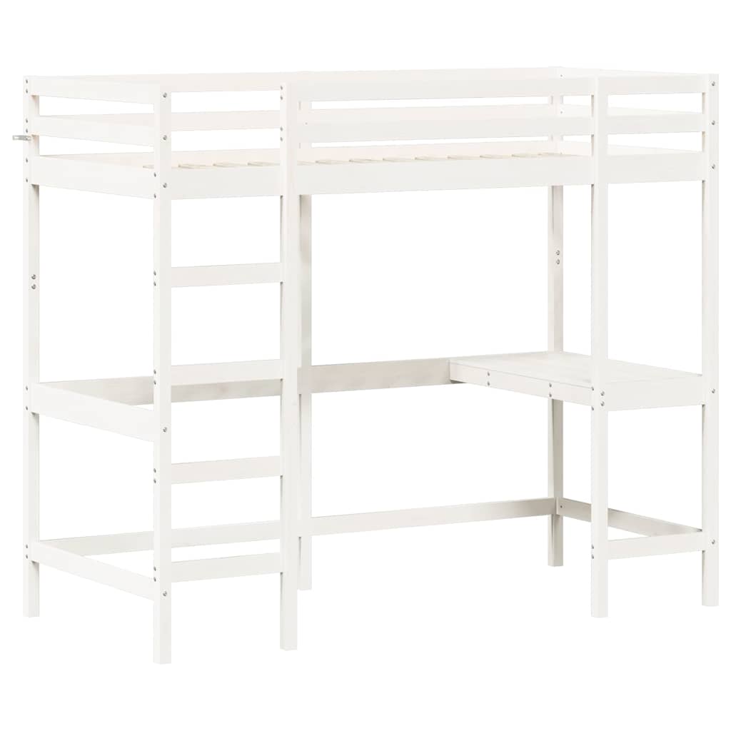 Loft Bed without Mattress Solid Wood Pine White 90 cm