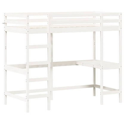 Loft Bed without Mattress Solid Wood Pine White 90 cm