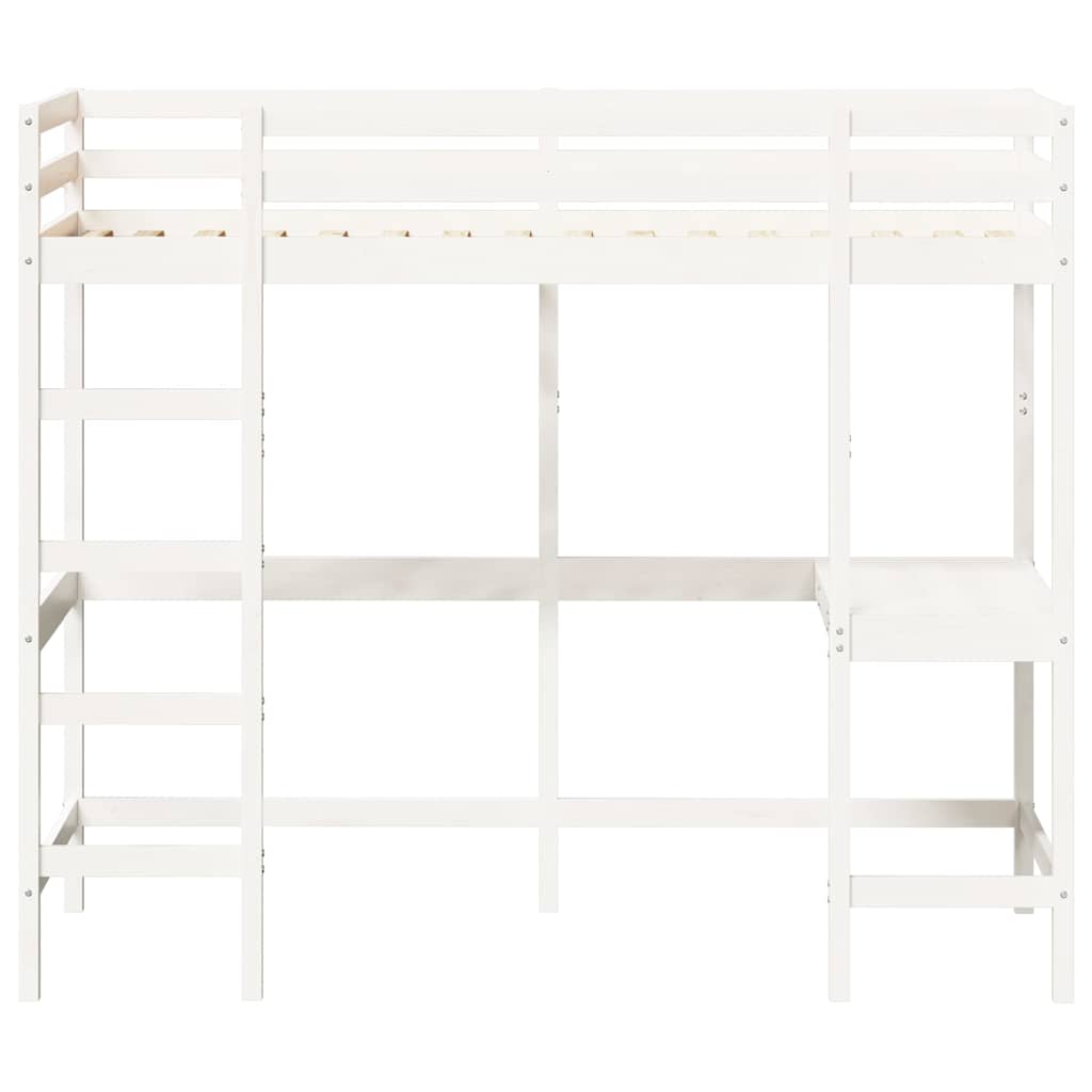 vidaXL Loft Bed without Mattress White 90x200 cm Solid Wood Pine 4