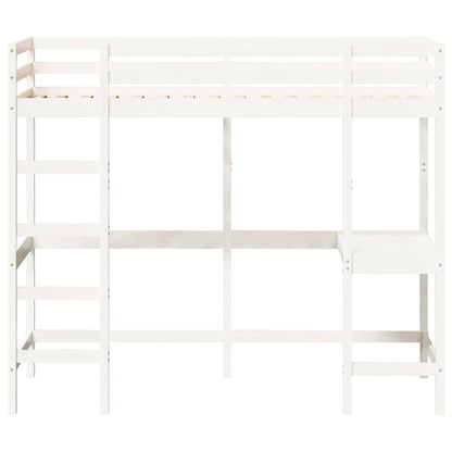 vidaXL Loft Bed without Mattress White 90x200 cm Solid Wood Pine 4