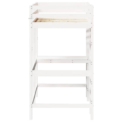 vidaXL Loft Bed without Mattress White 90x200 cm Solid Wood Pine 5