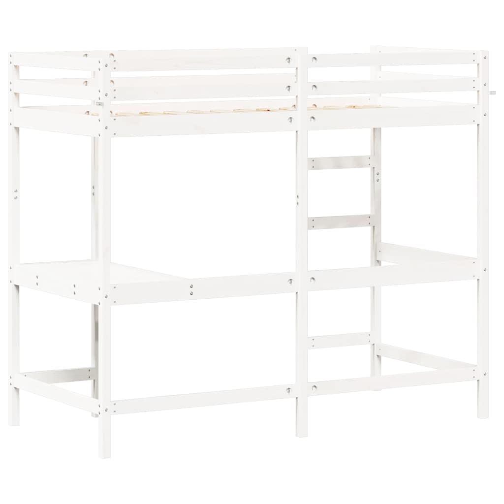 vidaXL Loft Bed without Mattress White 90x200 cm Solid Wood Pine 6