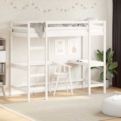 vidaXL Loft Bed without Mattress White 90x200 cm Solid Wood Pine 1