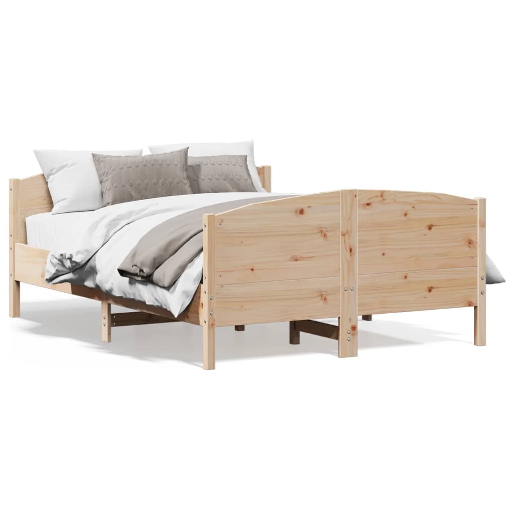 Bed Frame without Mattress Solid Wood Pine Length 200 cm Natural 160 cm
