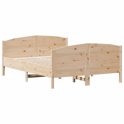 Bed Frame without Mattress Solid Wood Pine Length 200 cm Natural 160 cm