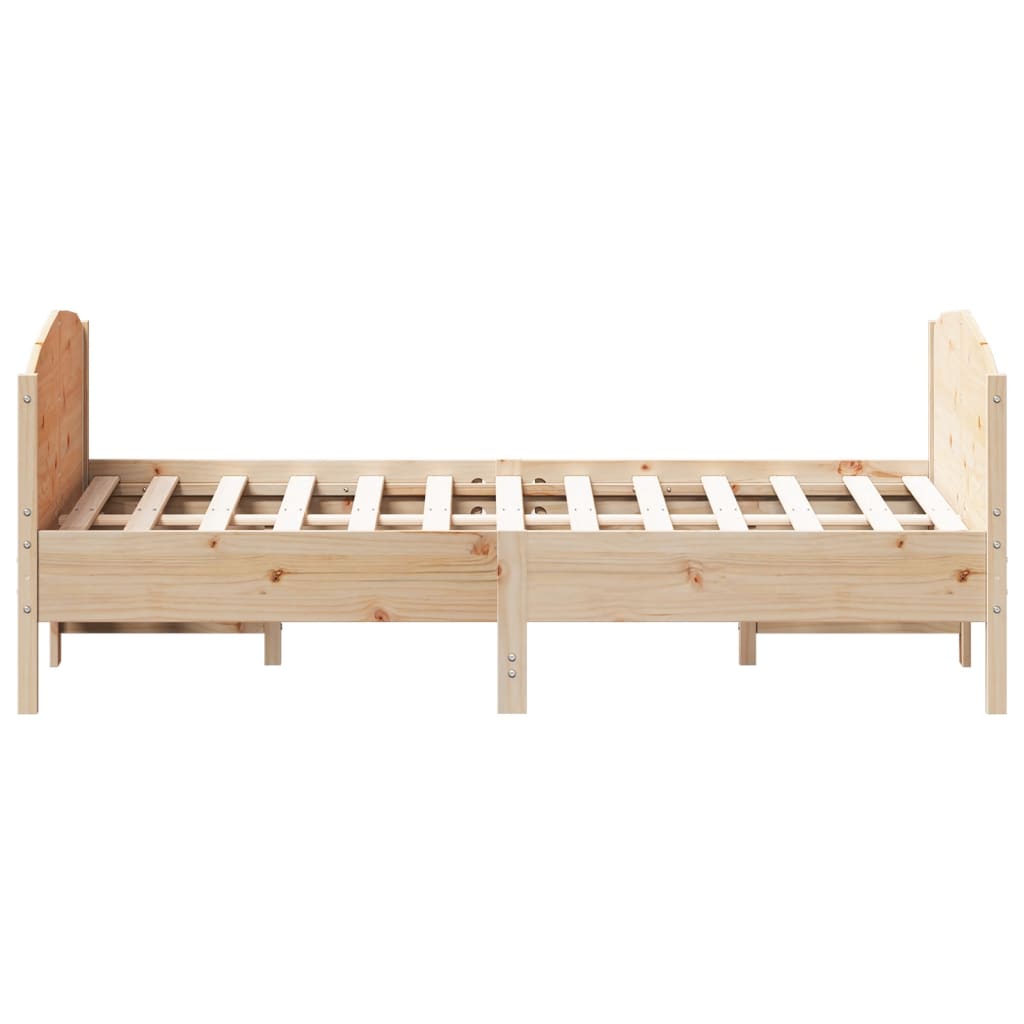 Bed Frame without Mattress Solid Wood Pine Length 200 cm Natural 160 cm