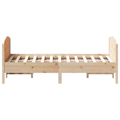 Bed Frame without Mattress Solid Wood Pine Length 200 cm Natural 160 cm