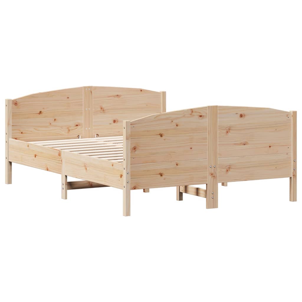 Bed Frame without Mattress Solid Wood Pine Length 200 cm Natural 160 cm