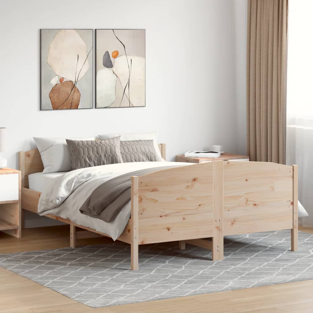 Bed Frame without Mattress Solid Wood Pine Length 200 cm Natural 160 cm
