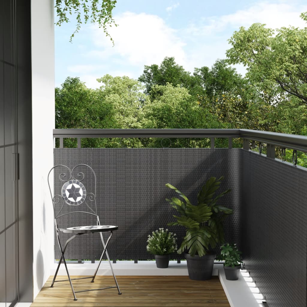 Balcony Screen Poly Rattan Anthracite