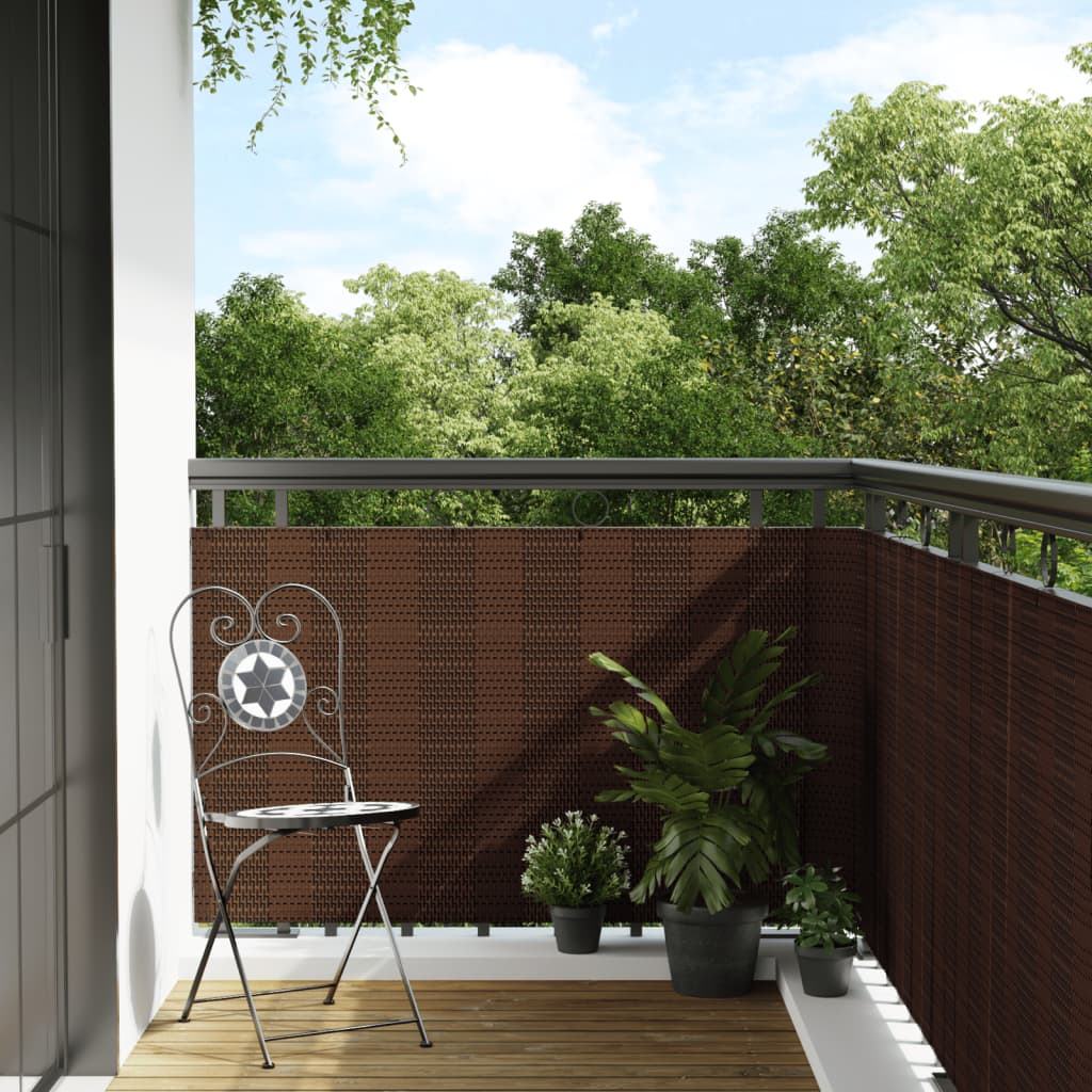 Balcony Screen Poly Rattan Brown black