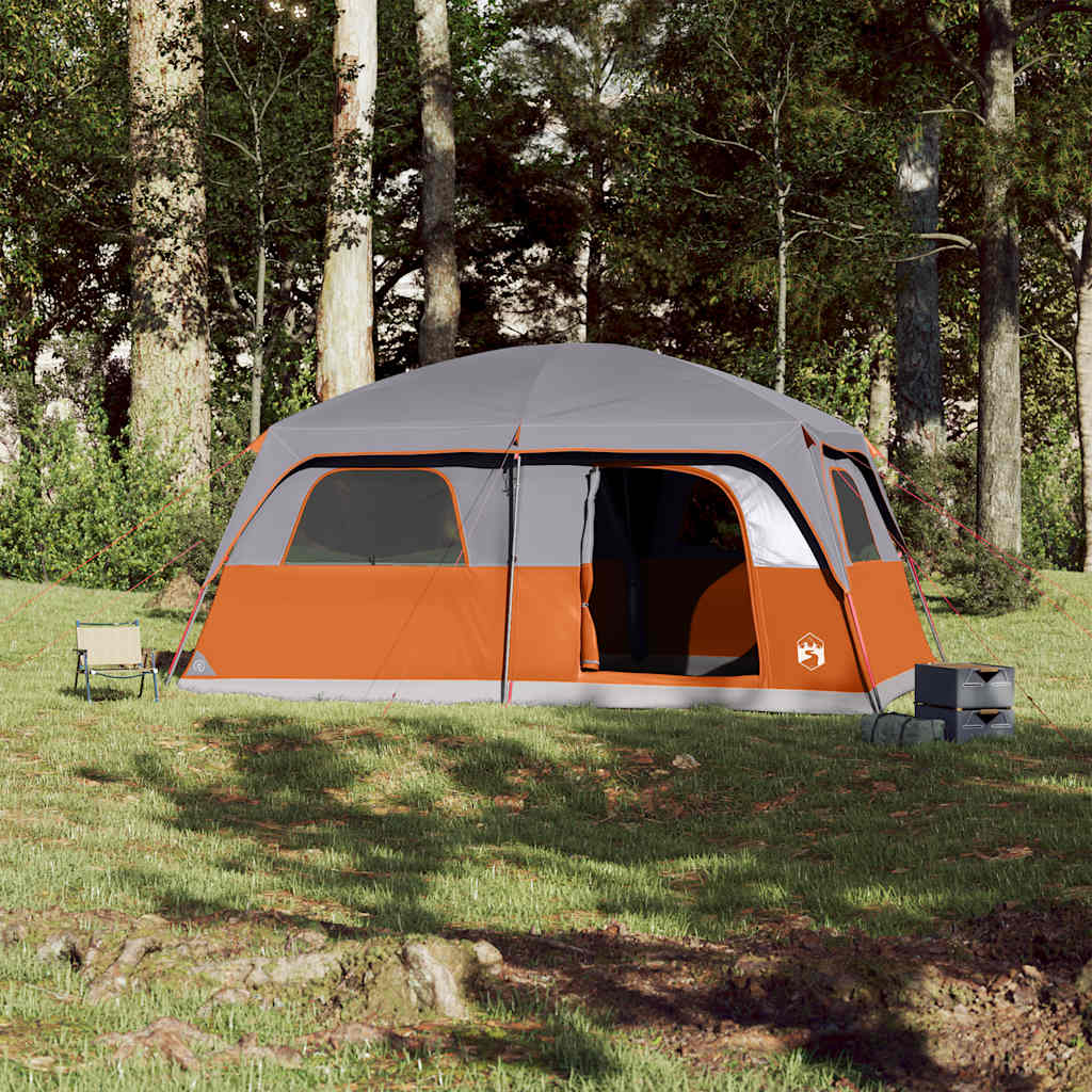 vidaXL Family Tent Cabin 8-Person Grey and Orange Waterproof 3