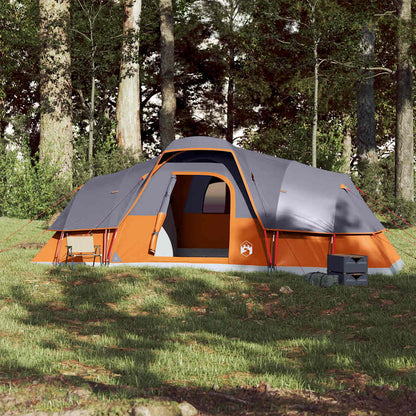 vidaXL Family Tent Dome 11-Person Grey and Orange Waterproof 3