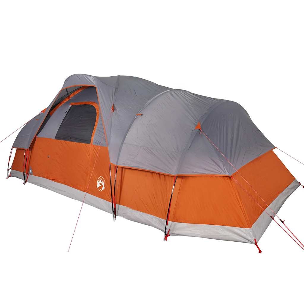 vidaXL Family Tent Dome 11-Person Grey and Orange Waterproof 4