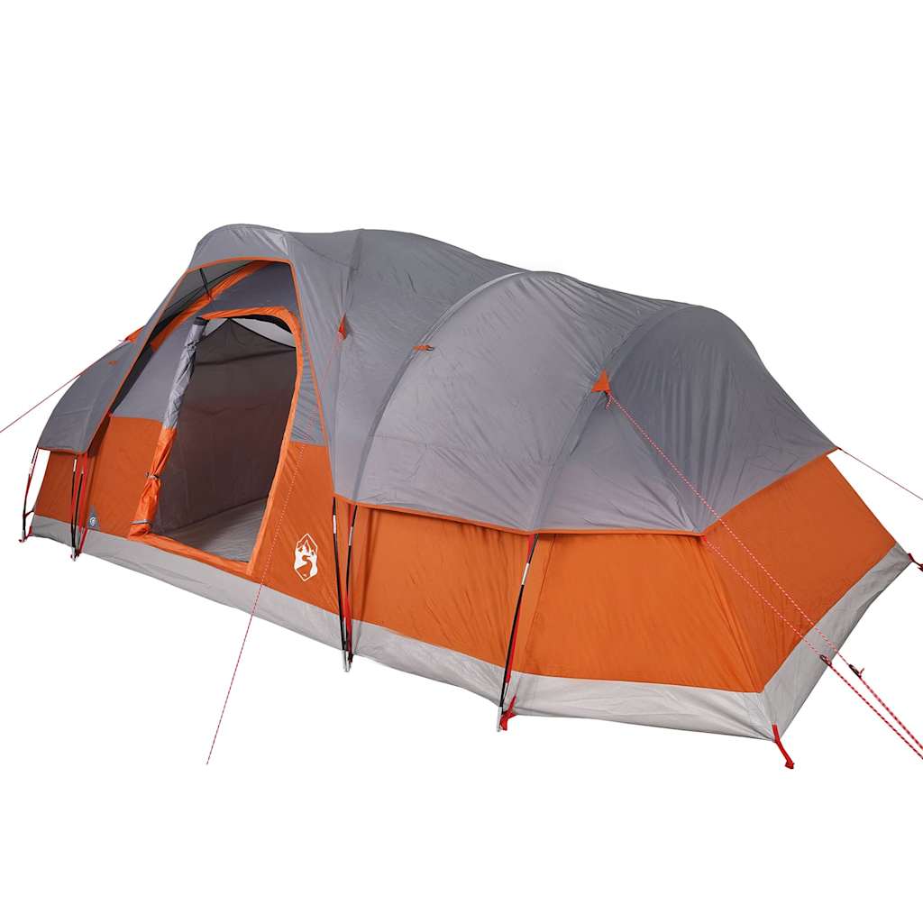 vidaXL Family Tent Dome 11-Person Grey and Orange Waterproof 5