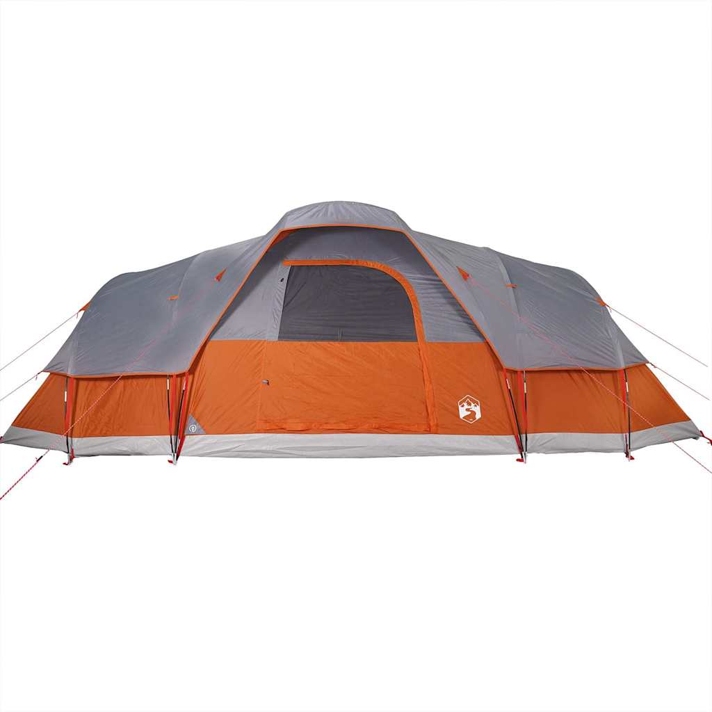 vidaXL Family Tent Dome 11-Person Grey and Orange Waterproof 6