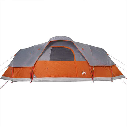 vidaXL Family Tent Dome 11-Person Grey and Orange Waterproof 6