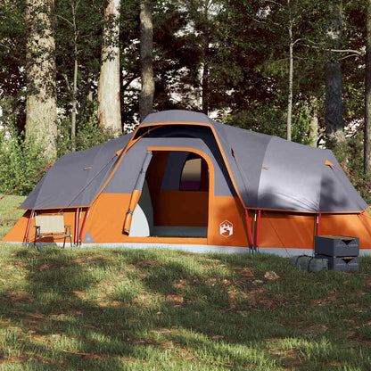 vidaXL Family Tent Dome 11-Person Grey and Orange Waterproof 1